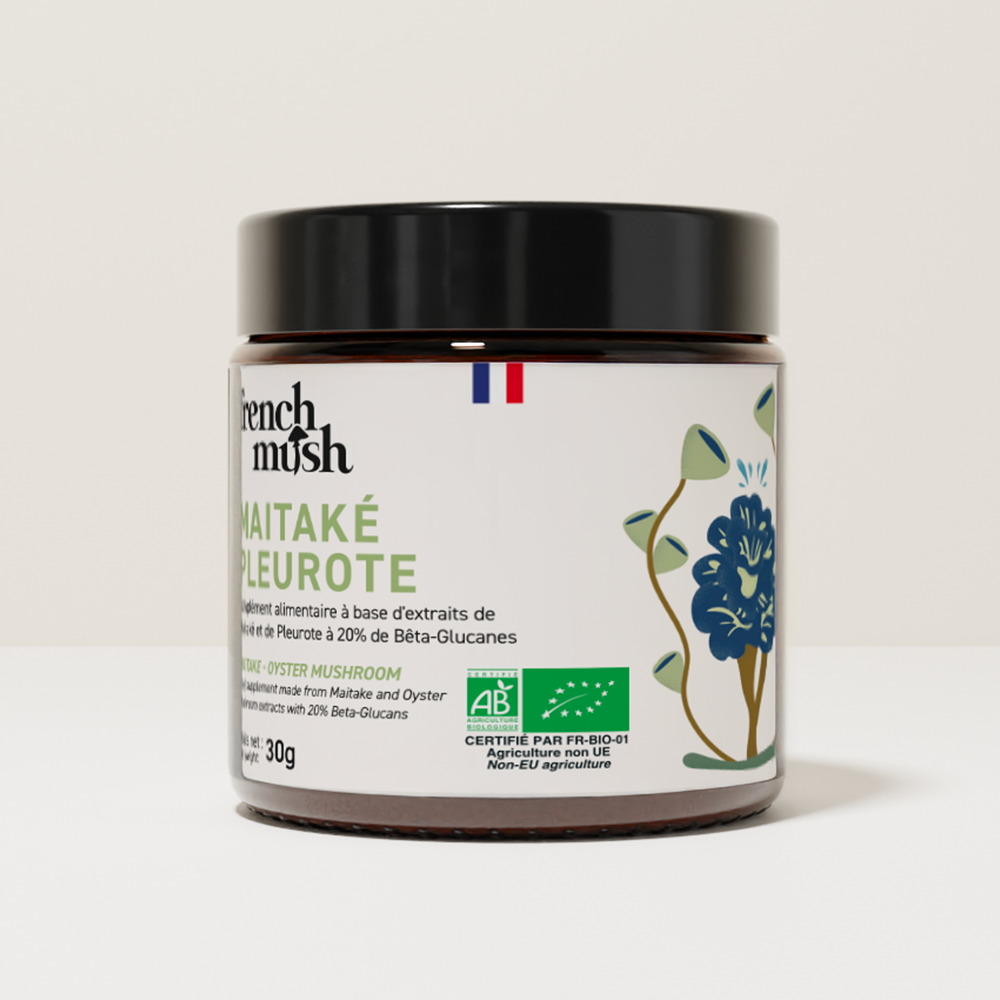 French Mush compléments alimentaires à base d'extraits de champignons médicinaux biologiques fabriqués en France Duo Maïtake Pleurote - test -