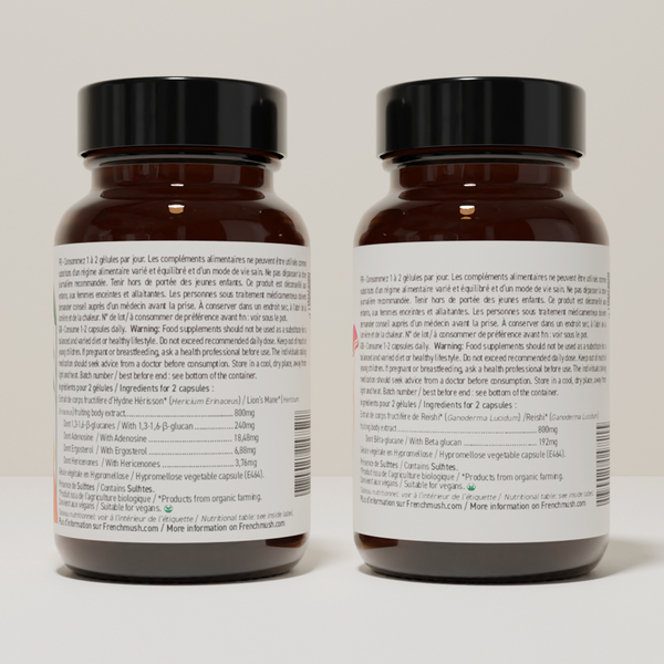 French Mush compléments alimentaires à base d'extraits de champignons médicinaux biologiques fabriqués en France Le pack Concentration et Sommeil Gélules - gélules -