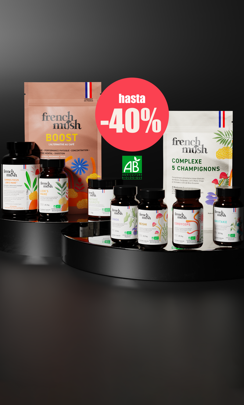 Complementos alimenticios French Mush a base de extractos de hongos medicinales ecológicos fabricados en Francia – BLACK FRIDAY 2025