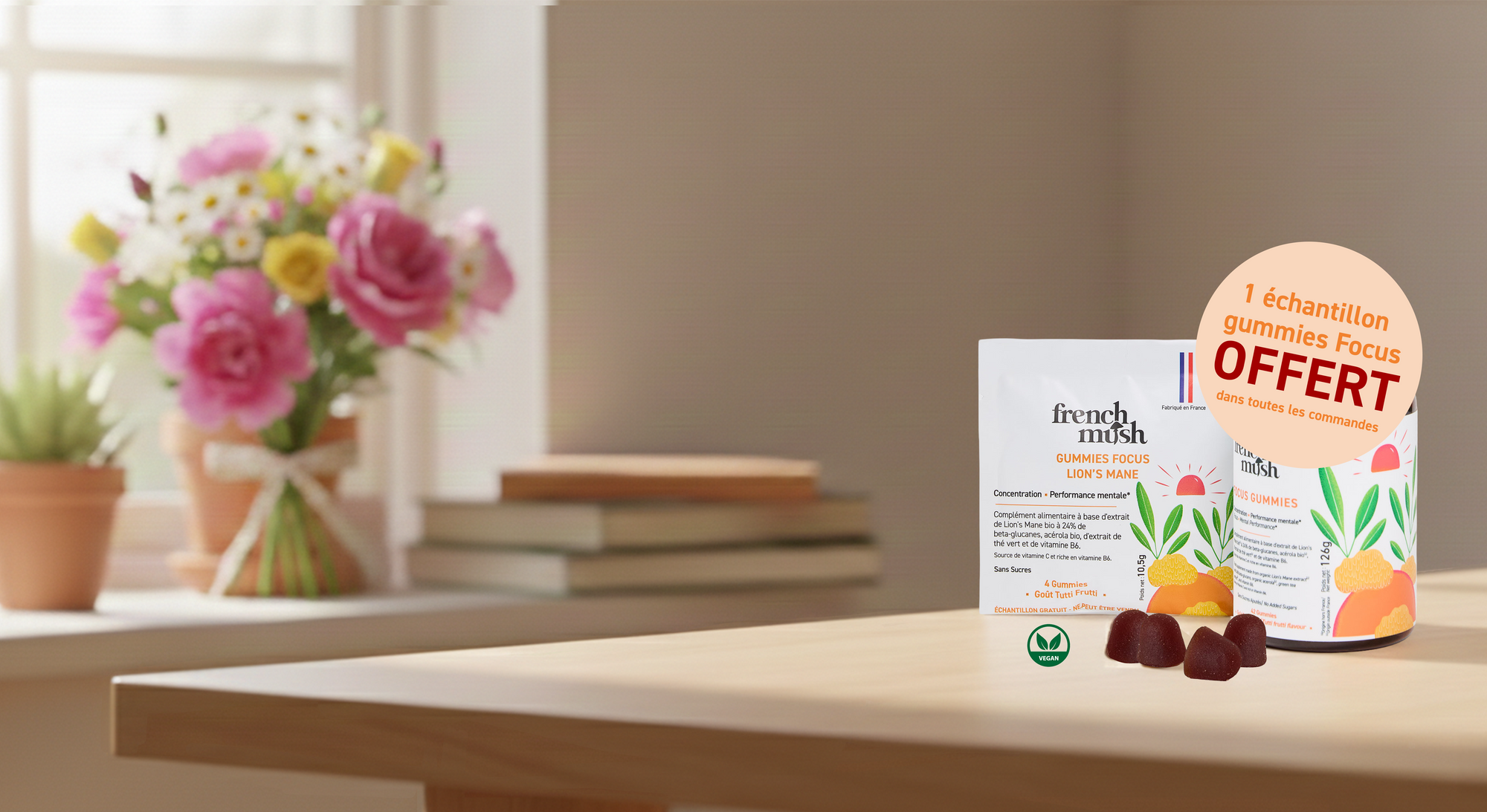 French Mush compléments alimentaires à base d'extraits de champignons médicinaux biologiques fabriqués en France - échantillons Focus offerts - 
4 à 8 fois plus efficace
Produit le plus dosé d'Europe 
Cultivé en France et en Finlande 
Extraction breveté 