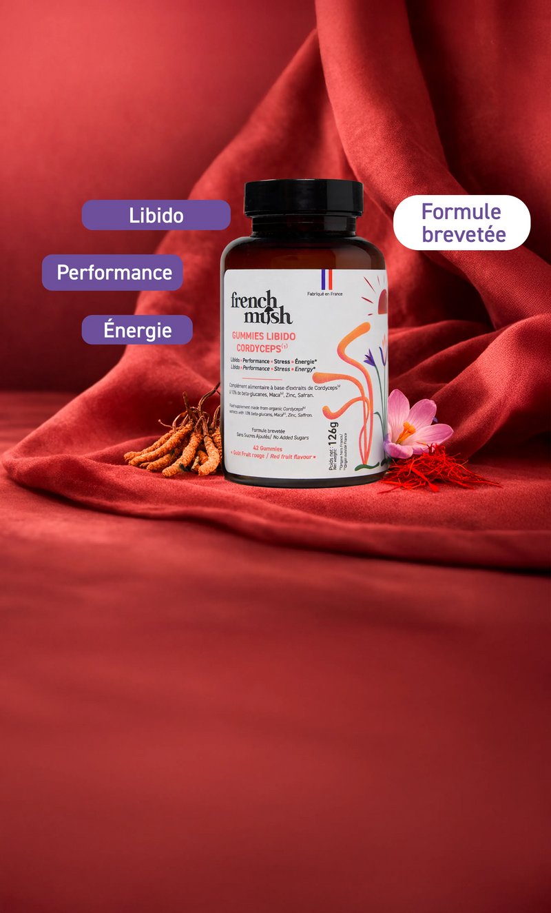 French Mush compléments alimentaires à base d'extraits de champignons médicinaux biologiques fabriqués en France
4 à 8 fois plus efficace
Produit le plus dosé d'Europe 
Cultivé en France et en Finlande 
Extraction breveté 
