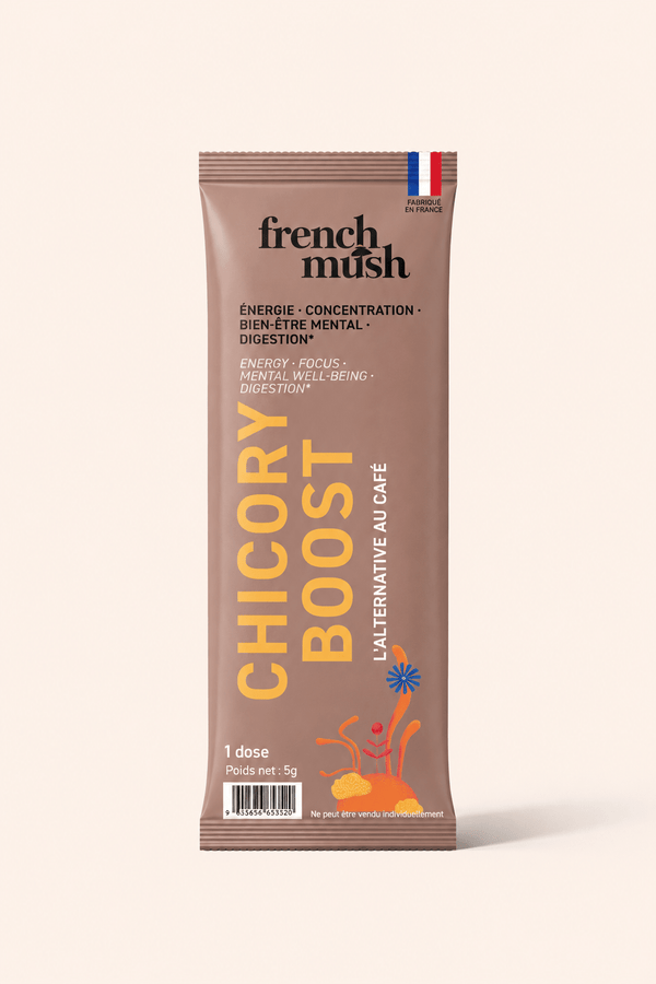 French Mush compléments alimentaires à base d'extraits de champignons médicinaux biologiques fabriqués en France Échantillon Boost Chicory 4g OFFERT ! - -
