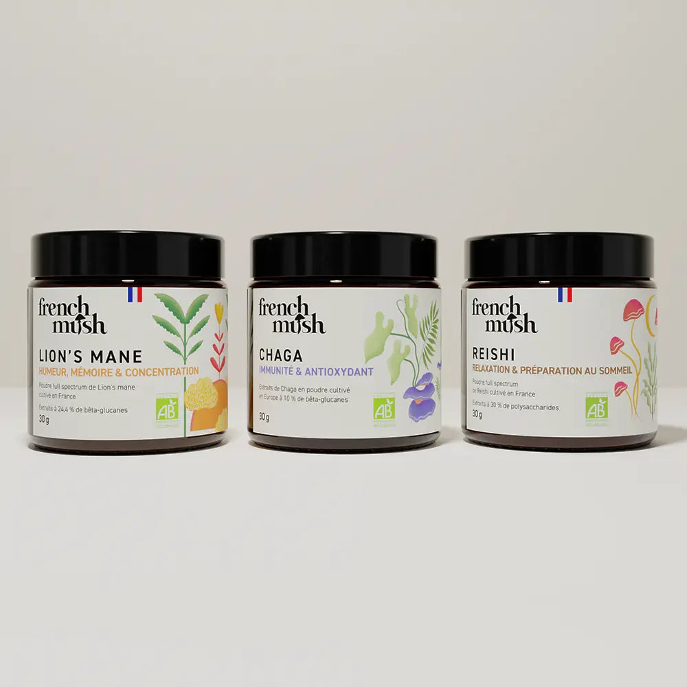 French Mush compléments alimentaires à base d'extraits de champignons médicinaux biologiques fabriqués en France Bien-être Hormonal & SPM poudre Bio - poudre -