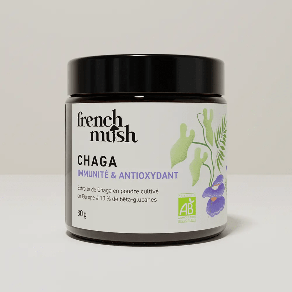 French Mush compléments alimentaires à base d'extraits de champignons médicinaux biologiques fabriqués en France - Chaga Bio , votre allié beauté ! - French Mushpoudre