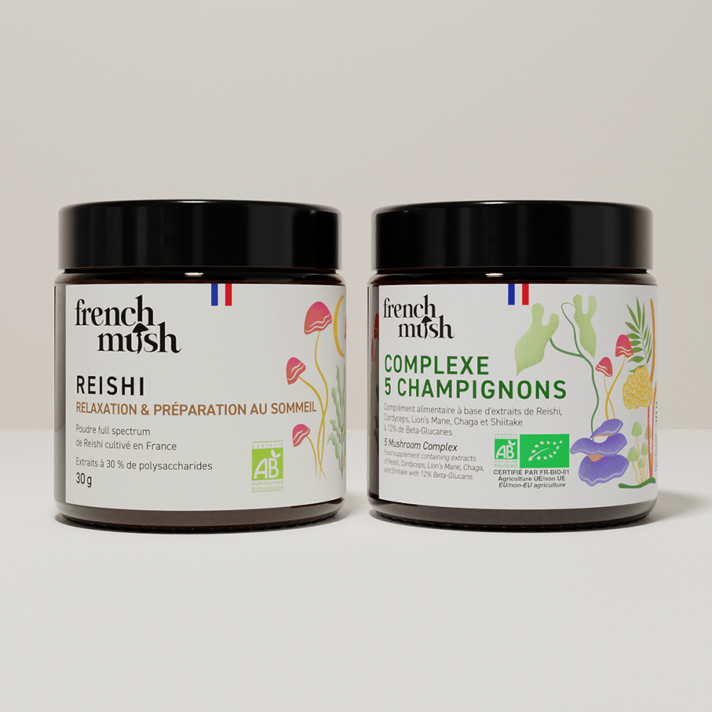 French Mush compléments alimentaires à base d'extraits de champignons médicinaux biologiques fabriqués en France Pack équilibre hormonal poudre - poudre -