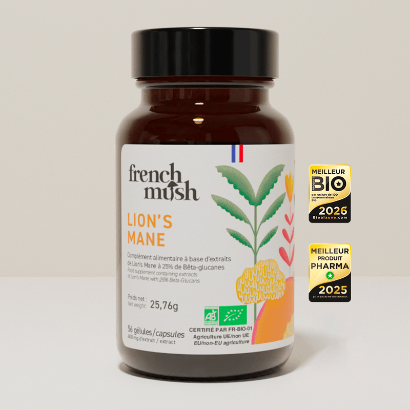 French Mush compléments alimentaires à base d'extraits de champignons médicinaux biologiques fabriqués en France - Le Lion’s Mane Bio - French Mushgélules