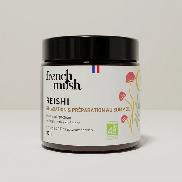 French Mush compléments alimentaires à base d'extraits de champignons médicinaux biologiques fabriqués en France Le Reishi Bio - poudre -