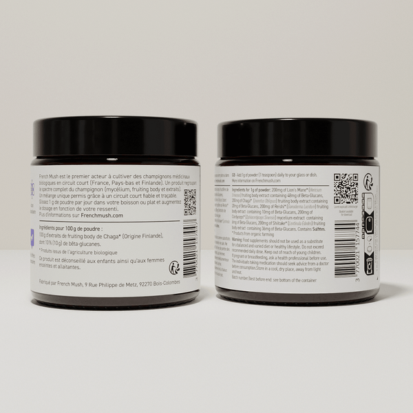 French Mush compléments alimentaires à base d'extraits de champignons médicinaux biologiques fabriqués en France Pack anti-âge poudre Bio - poudre -