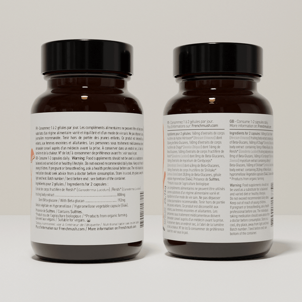 French Mush compléments alimentaires à base d'extraits de champignons médicinaux biologiques fabriqués en France Pack équilibre hormonal gélules Bio - gélules -